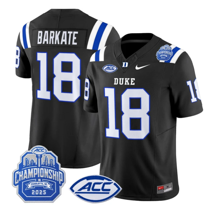 Cooper Barkate Jersey #18 Duke Blue Devils 2025 ACC Championship Stitched by My Store NCAA Football Jerseys