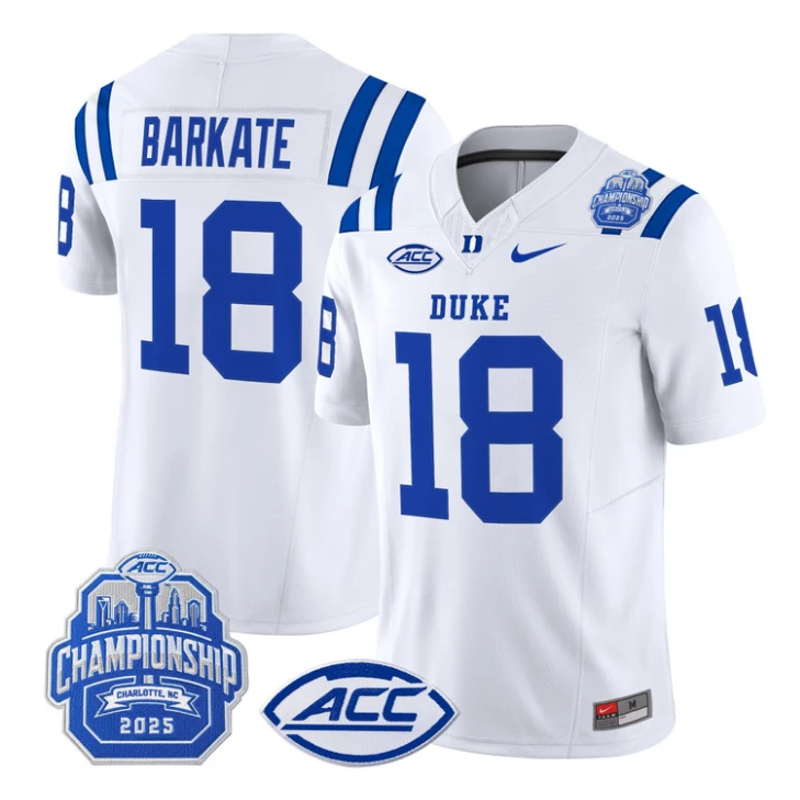 Cooper Barkate Jersey #18 Duke Blue Devils 2025 ACC Championship Stitched by My Store NCAA Football Jerseys