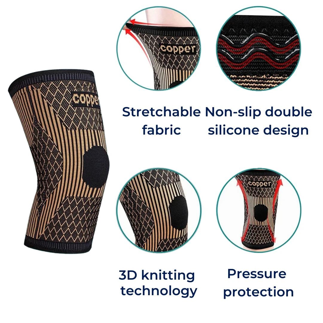 CopperFlex Knee Compression Sleeve | for Pain Relief - Support - Mobility - perfect for Athletes, Arthritis, Seniors, and Injury Recovery Bowlift by Bowlift