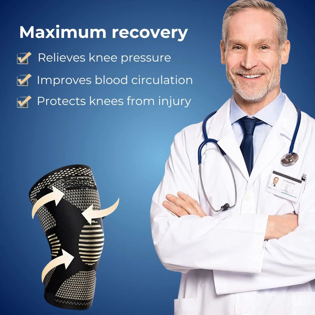 CopperFlex Knee Compression Sleeve | for Pain Relief - Support - Mobility - perfect for Athletes, Arthritis, Seniors, and Injury Recovery Bowlift by Bowlift