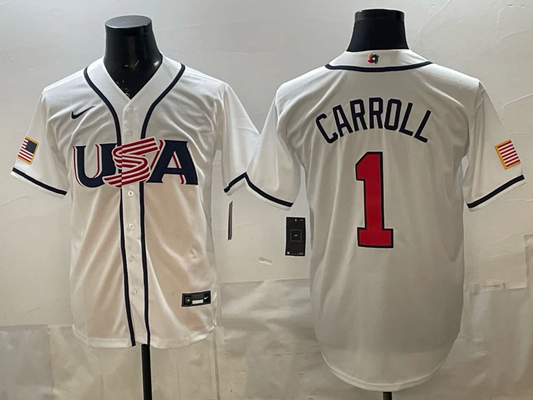 Corbin Carroll Jersey #1 USA Baseball 2026 World Baseball Classic Stitched White by My Store