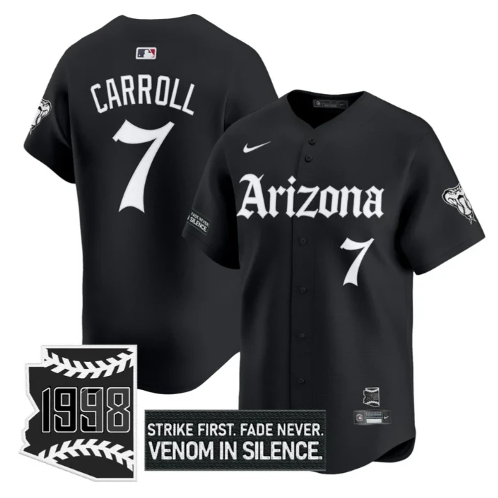 Corbin Carroll Jersey #7 Arizona Diamondbacks Gothic Desert Fang Edition Black by My Store
