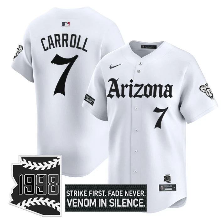 Corbin Carroll Jersey #7 Arizona Diamondbacks Gothic Desert Fang Edition White by My Store