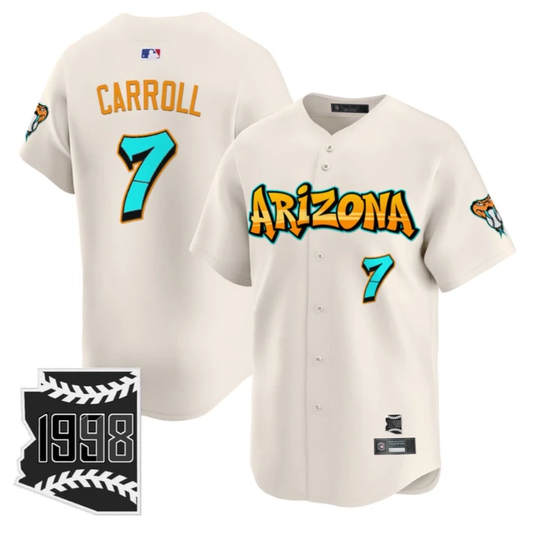 Corbin Carroll Jersey #7 Arizona Diamondbacks Graffiti Desert Ink Edition Cream by My Store