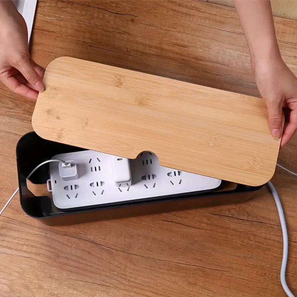 Cord Tidy Bamboo Cable Organizer Box by Casa & Beyond