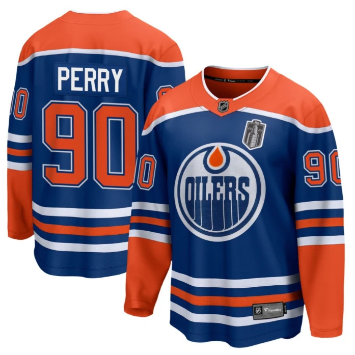 Corey Perry 90 Edmonton Oilers 2025 Stanley Cup Final Home Breakaway Men Jersey Royal by Hockey David