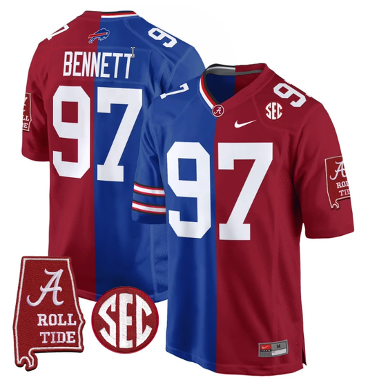 Cornelius Bennett Jersey #97 Alabama Crimson Tide Split Football Game Stitched by NCAA Football Jersey