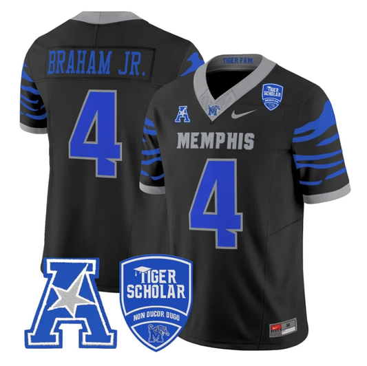 Cortez Braham Jr Jersey #4 Memphis Tigers 2025 Vapor Limited Stitched Black by My Store NCAA Football Jerseys
