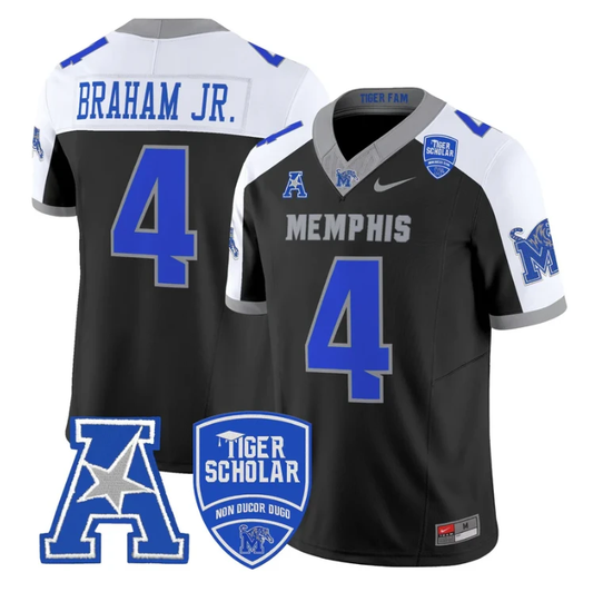 Cortez Braham Jr Jersey #4 Memphis Tigers 2025 Vapor Limited Stitched Black Alternate by My Store NCAA Football Jerseys