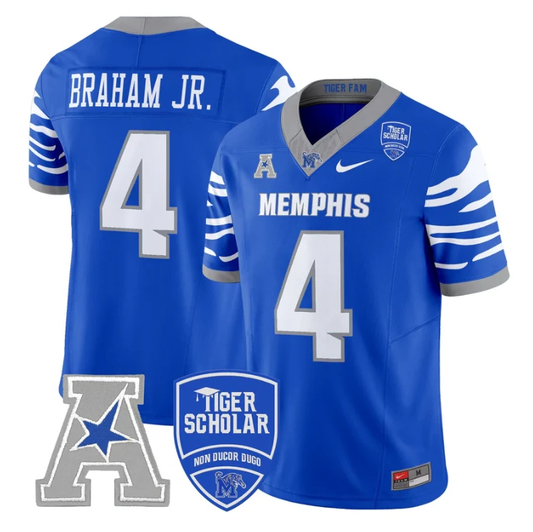 Cortez Braham Jr Jersey #4 Memphis Tigers 2025 Vapor Limited Stitched Royal by My Store NCAA Football Jerseys
