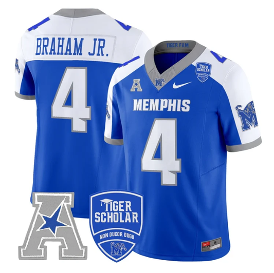 Cortez Braham Jr Jersey #4 Memphis Tigers 2025 Vapor Limited Stitched Royal Alter by My Store NCAA Football Jerseys