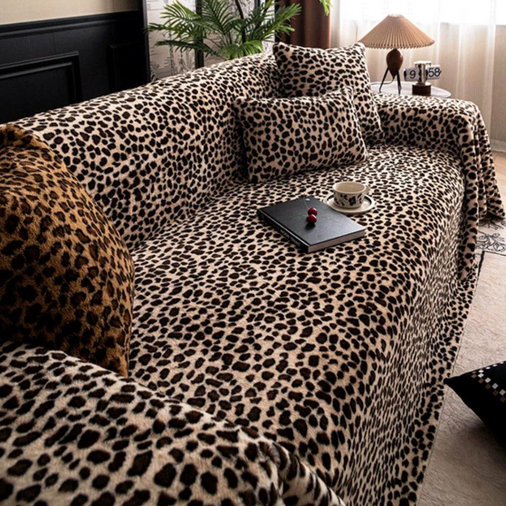 Cozy Leopard Print Sofa Cover by Casa & Beyond