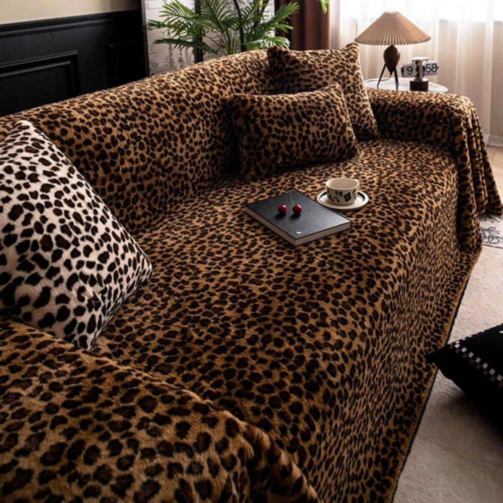 Cozy Leopard Print Sofa Cover by Casa & Beyond