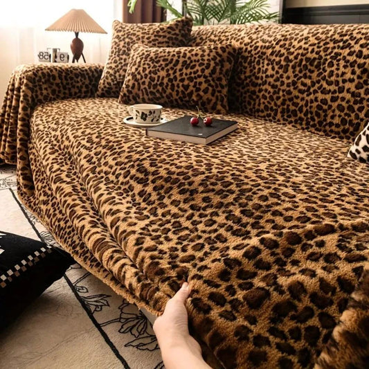 Cozy Leopard Print Sofa Cover by Casa & Beyond