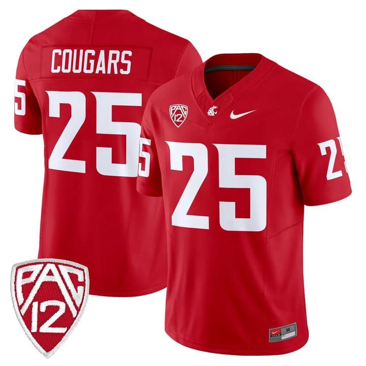 Cougars Jersey #25 Washington State Cougars 2025 Vapor Limited Stitched by My Store NCAA Football Jerseys