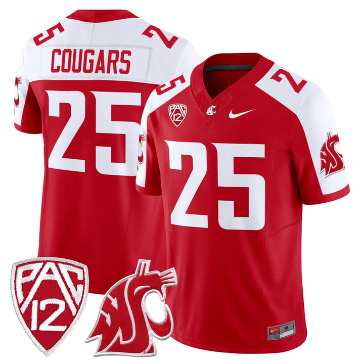 Cougars Jersey #25 Washington State Cougars 2025 Vapor Limited Stitched by My Store NCAA Football Jerseys
