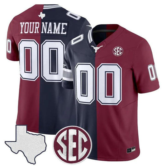 Cowboys Aggies College Football Split Vapor Limited Custom Jersey Stitched by My Store NCAA Football Jerseys