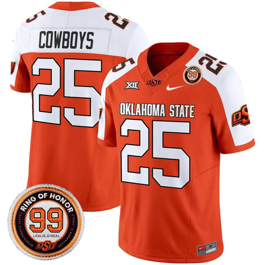 Cowboys Jersey #25 Oklahoma State Cowboys 2025 Leslie O'neal Patch Orange Alter by My Store NCAA Football Jerseys