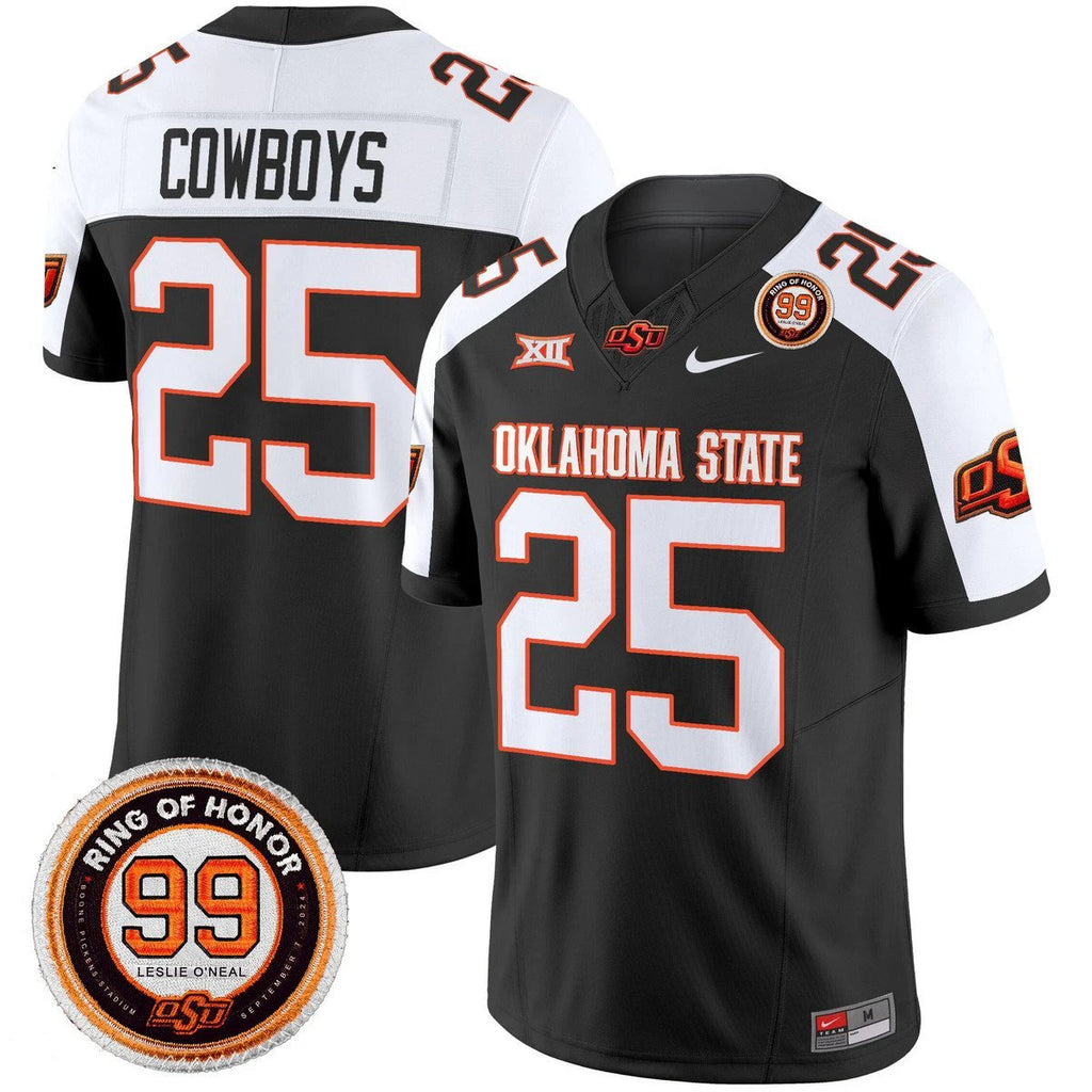 Cowboys Jersey #25 Oklahoma State Cowboys 2025 Leslie O'neal Patch Black Alter by My Store NCAA Football Jerseys