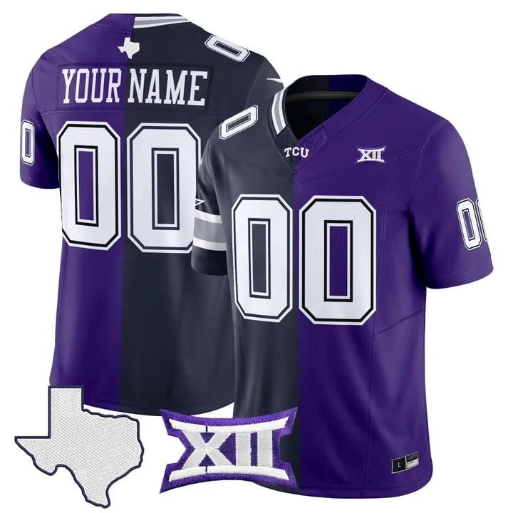 Cowboys TCU College Football Split Vapor Limited Custom Jersey Stitched by My Store NCAA Football Jerseys