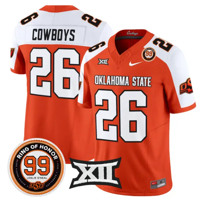 Cowboys Jersey #26 Oklahoma State 2026 Leslie O'neal Limited Stitched by My Store NCAA Football Jerseys
