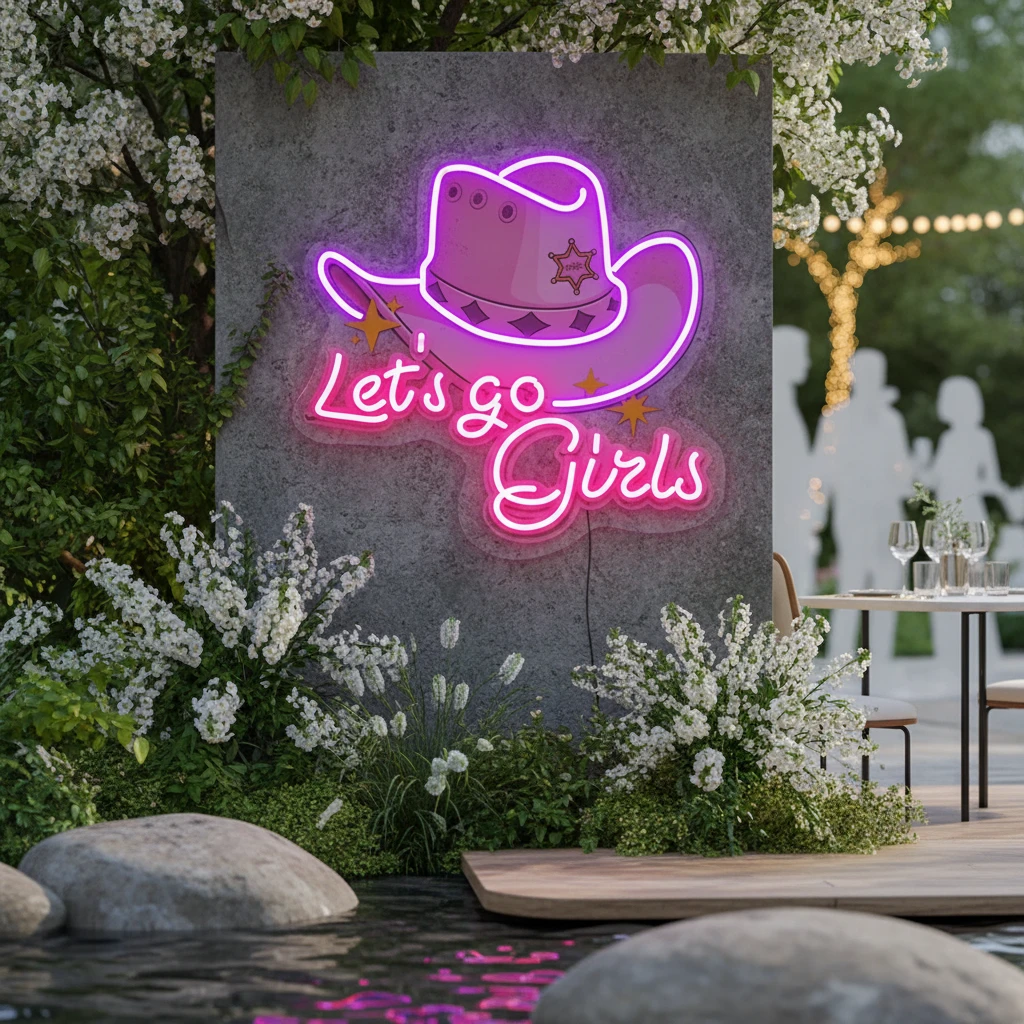 Cowgirl Hat Neon Sign Wall Art Decor Sign by Neonchics