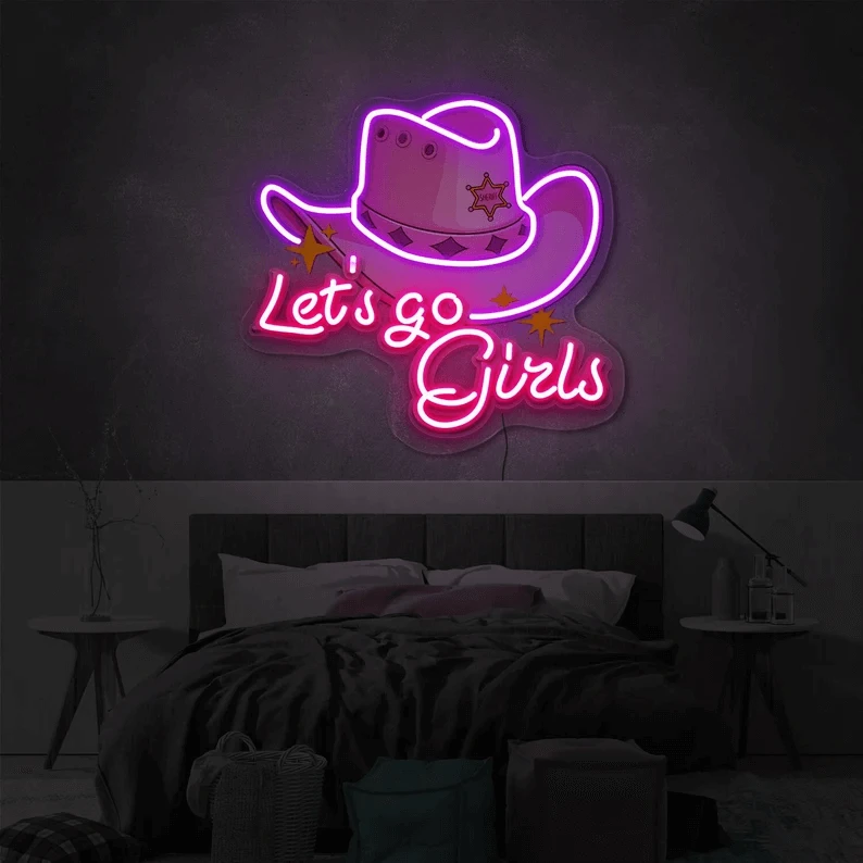 Cowgirl Hat Neon Sign Wall Art Decor Sign by Neonchics