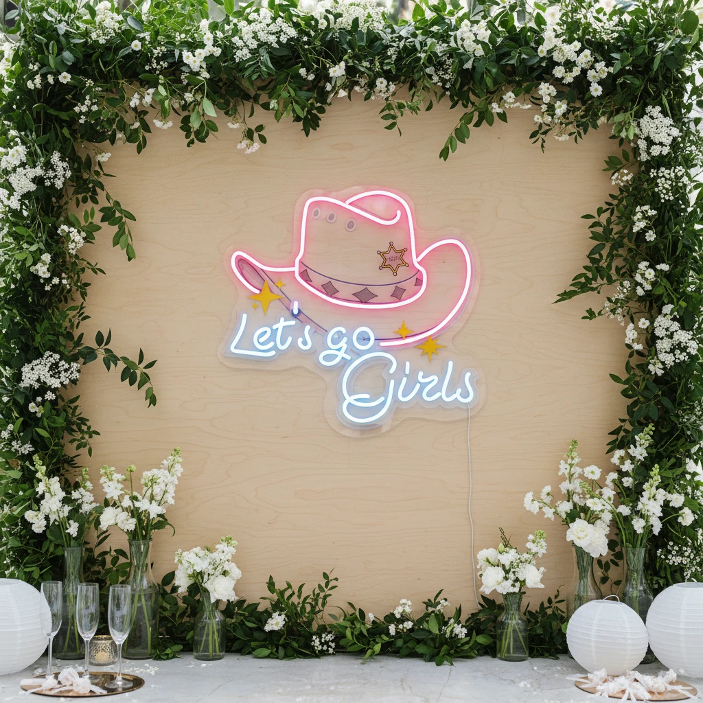 Cowgirl Hat Neon Sign Wall Art Decor Sign by Neonchics
