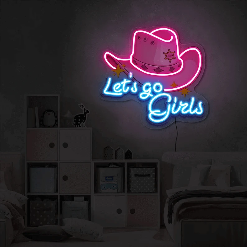 Cowgirl Hat Neon Sign Wall Art Decor Sign by Neonchics