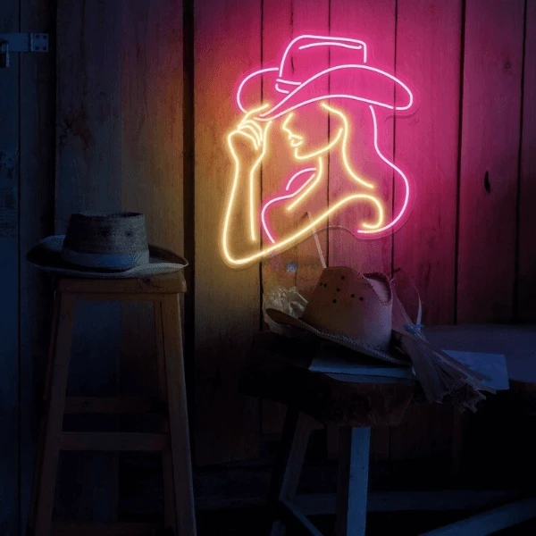 Cowgirl Led Sign Cowgirl Neon Sign Western Wall Decor Bar Neon Sign by Neonchics