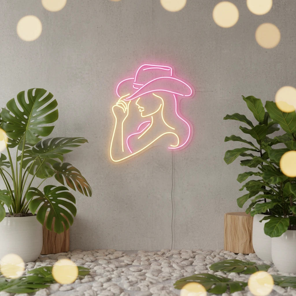 Cowgirl Led Sign Cowgirl Neon Sign Western Wall Decor Bar Neon Sign by Neonchics