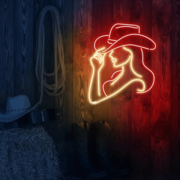 Cowgirl Led Sign Cowgirl Neon Sign Western Wall Decor Bar Neon Sign by Neonchics
