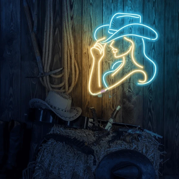 Cowgirl Led Sign Cowgirl Neon Sign Western Wall Decor Bar Neon Sign by Neonchics