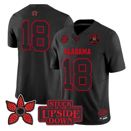 Crimson Jersey #18 Alabama Crimson Stranger Things 2025 Rose Bowl Stitched by My Store NCAA Football Jerseys