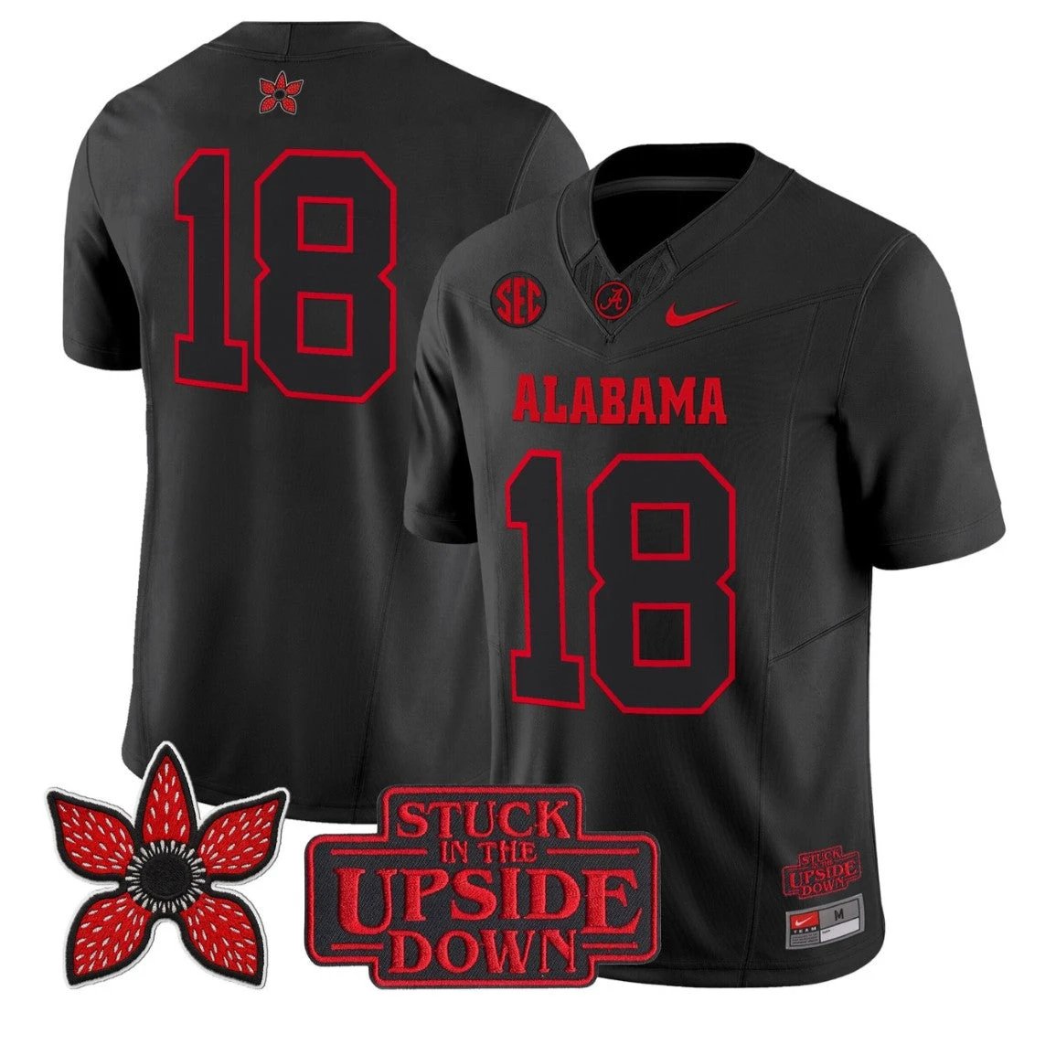 Crimson Jersey #18 Alabama Crimson Tide Stranger Things Edition Stitched by NCAA Football Jersey