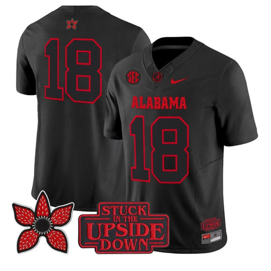 Crimson Jersey #18 Alabama Crimson Tide Stranger Things Edition Stitched by NCAA Football Jersey