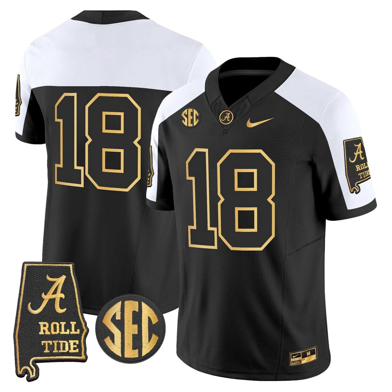 Crimson Jersey #18 Alabama Crimson Tide 2025 Gold Vapor Stitched by My Store NCAA Football Jerseys