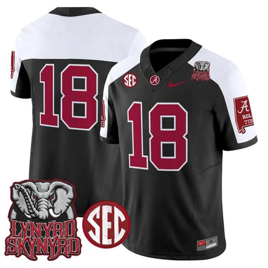 Crimson Jersey #18 Alabama Crimson Tide Lynyrd Skynyrd Patch Stitched by My Store NCAA Football Jerseys