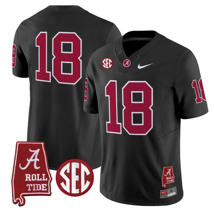 Crimson Jersey #18 Alabama Crimson Tide Throwback Map Stitched by My Store NCAA Football Jerseys