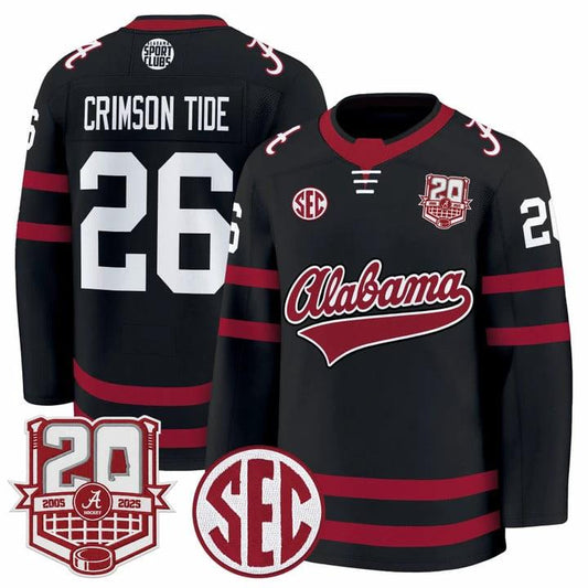 Crimson Tide Jersey #26 Alabama Crimson Tide 2025-26 Premium 20th Anniversary Patch Stitched by Hockey David