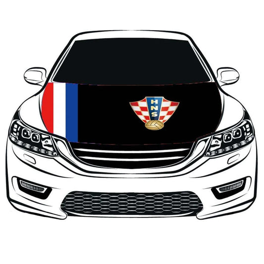Croatia Football National Team Car Hood Cover Flag , HNS Engine Banner,3.3X5ft,100% Polyester Elastic Fabrics Can be Washed by flagsshop