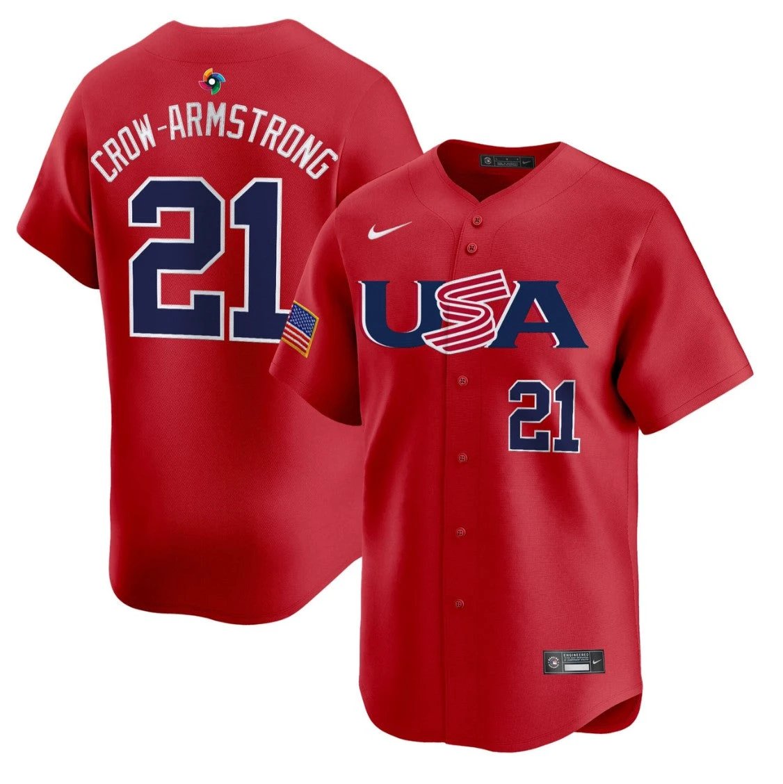 Crow-Armstrong Jersey #21 Projected Team USA World Baseball Classic 2023 Style 2026 Roster by My Store