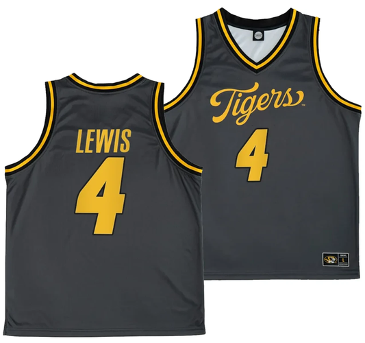 Curt Lewis Jersey #4 Missouri Tigers Anthracite Alternate Script College Basketball by My store basketball