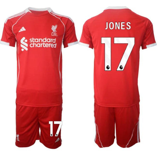 Curtis Jones Jersey #17 Liverpool Red Home 2025 Soccer Suit by Soccer Jersey