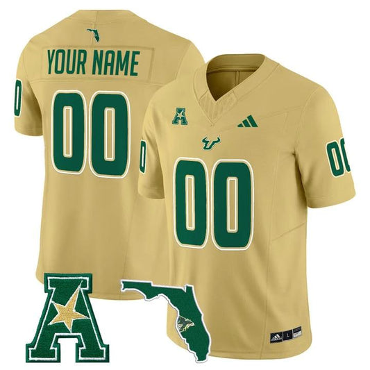 Custom South Florida Bulls Jersey 2025 Vapor Limited Stitched Gold by My Store NCAA Football Jerseys