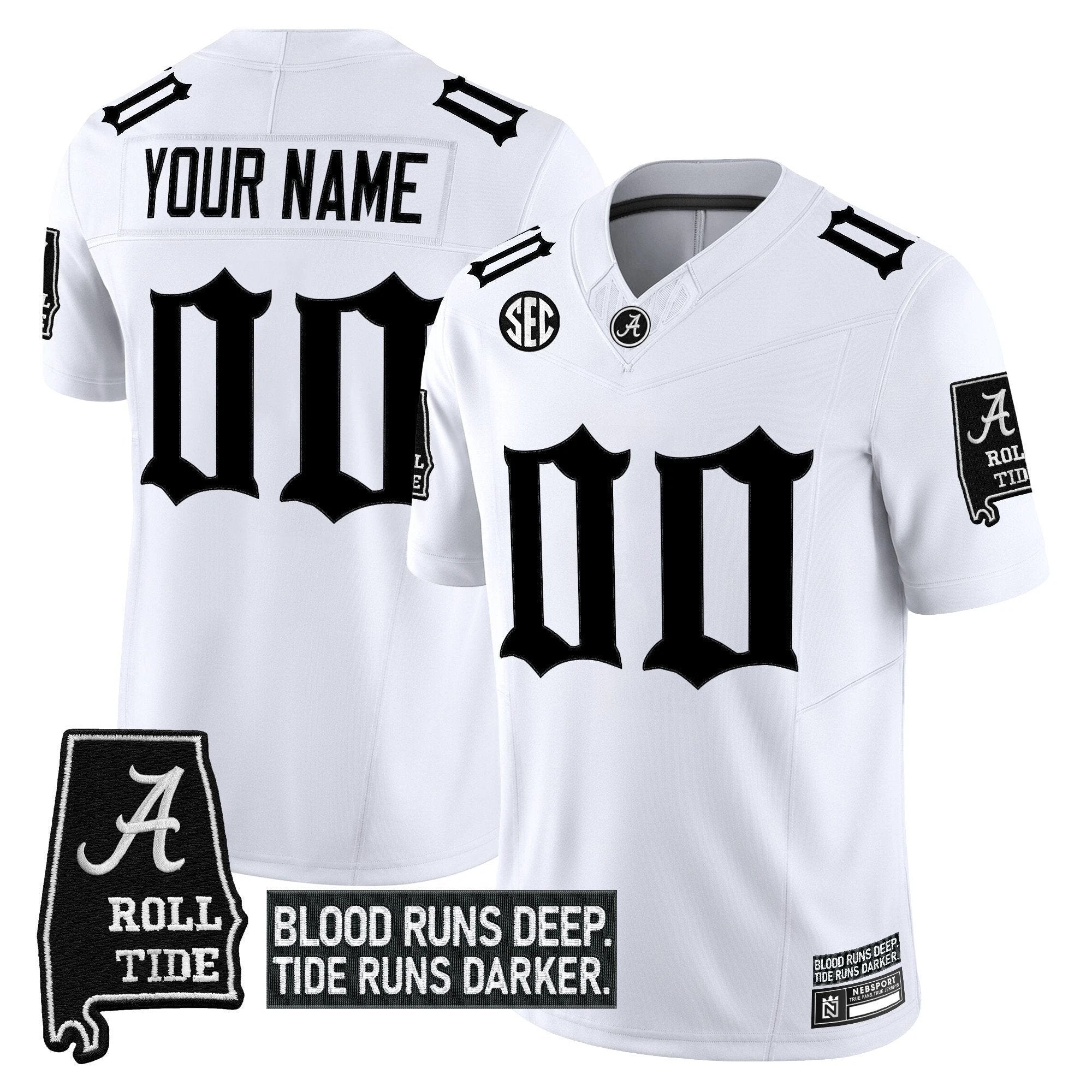 Custom Alabama Crimson Tide Jersey Gothic Bama Blood Edition Stitched White by My Store