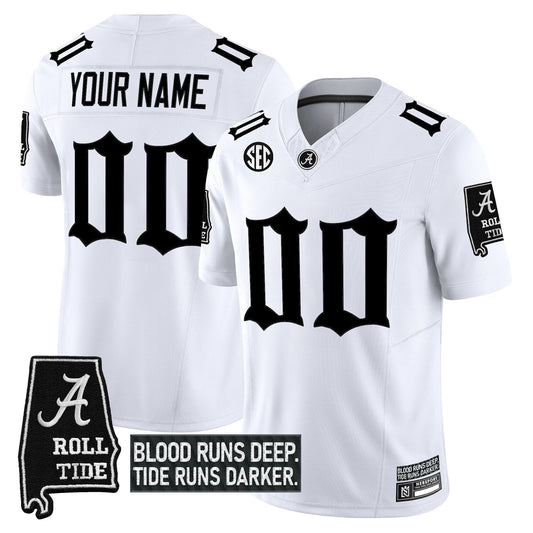 Custom Alabama Crimson Tide Jersey Gothic Bama Blood Edition Stitched White by My Store