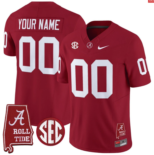 Custom Alabama Crimson Jersey Throwback Alabama Map Stitched Crimson by My Store