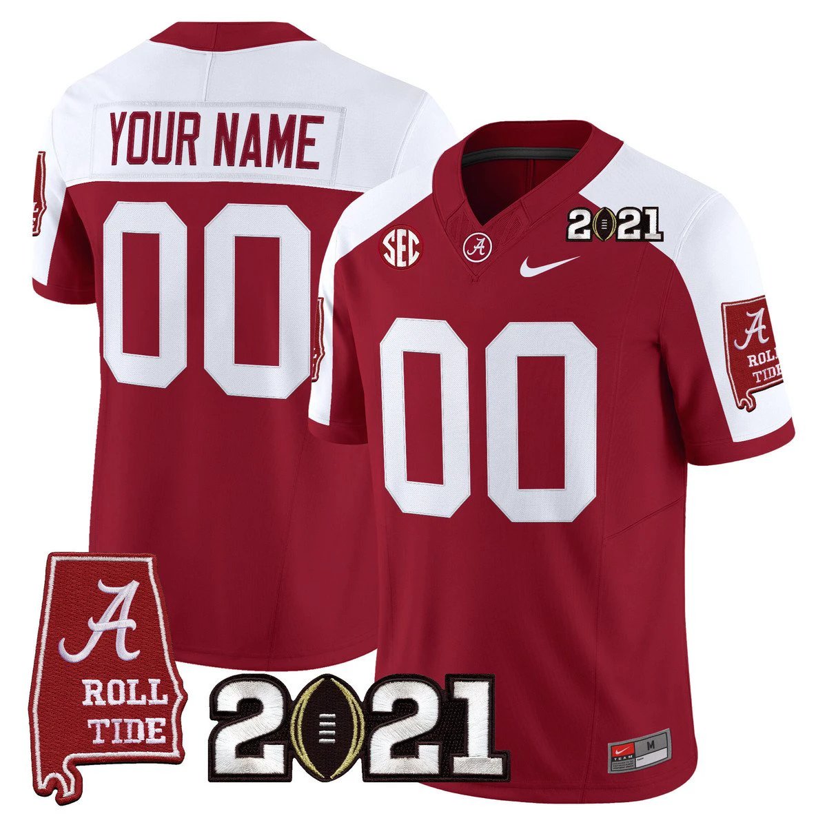 Custom Alabama Crimson Tide Jersey 2021 CFP Championship Alabama Map Crimson Alter by My Store NCAA Football Jerseys