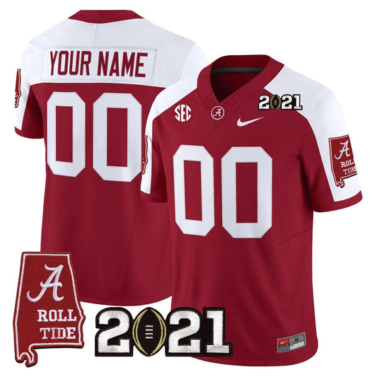 Custom Alabama Crimson Tide Jersey 2021 CFP Championship Alabama Map Crimson Alter by My Store NCAA Football Jerseys